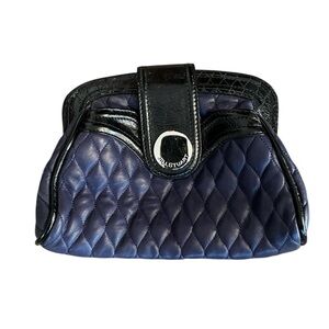 Jill Stuart Quilted Black and Purple Clutch Bag